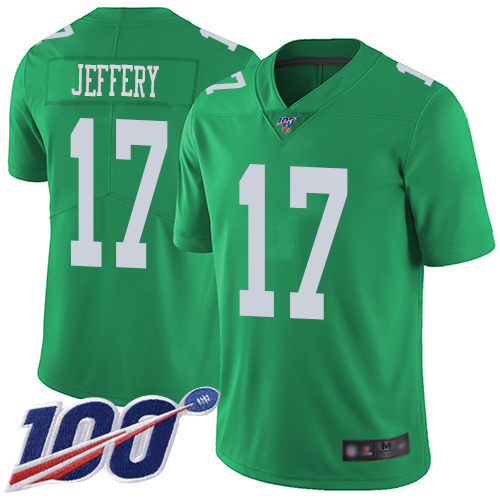 Men Philadelphia Eagles #17 Alshon Jeffery Limited Green Rush Vapor Untouchable NFL Jersey 100th Season->philadelphia eagles->NFL Jersey